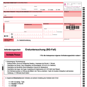 BG Erstuntersuchungsschein (Z.n. Nadelstichverletzung)